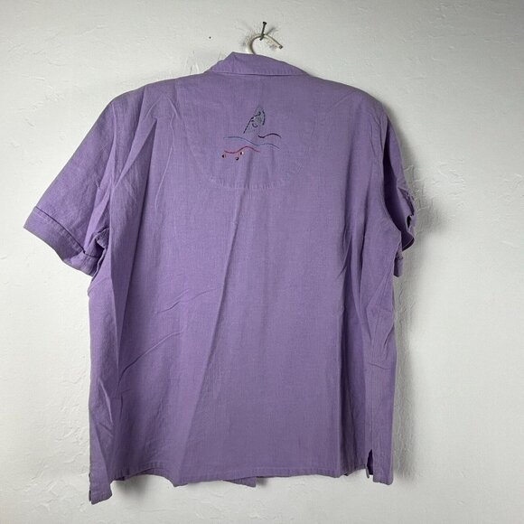 Vintage Koret Hand Printed Button Down Blouse and Pants Set Size Large Purple - Picture 2 of 16